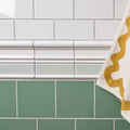 Brilliant white omega moulding white ceramic tile with greek key pattern border for wall and floor use
