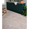 Brit stone burford porcelain floor tiles in beige stone effect with subtle gray veining and matte finish 60 x 90cm