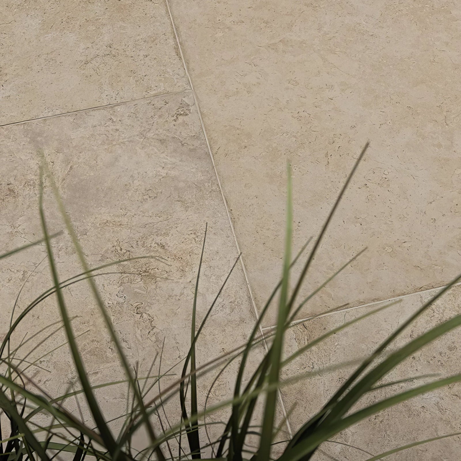 Beige brit stone burford porcelain paving floor tiles with stone effect subtle natural veining and thin grout lines