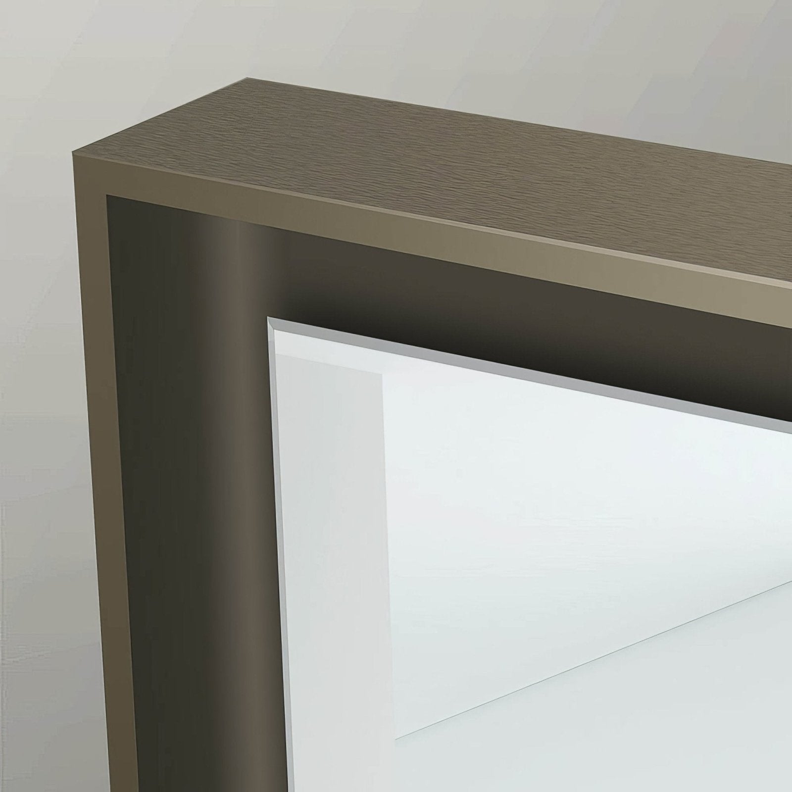 Modern taupe-framed brooklyn mirror 140 with brushed bronze finish and sleek minimalist reflective glass surface