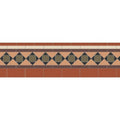 Terracotta and beige diamond pattern mosaic tile border with dark brown accents from browning black brown buff green red and white collection