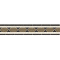 Brown and black geometric mosaic tile border with cream-colored grout from brunel green and black collection