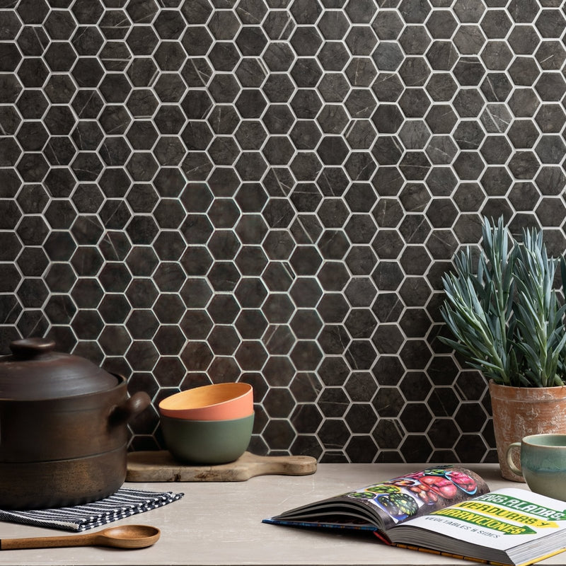 Burano Grey Hexagon Recycled Glass