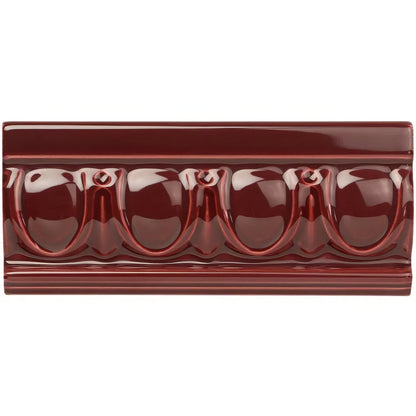 Burgundy Egg & Dart Moulding Ceramic Wall Tile 152x65mm