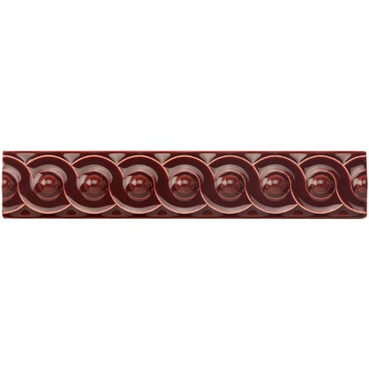 Burgundy Scroll Moulding Ceramic Wall Tile 152x29mm