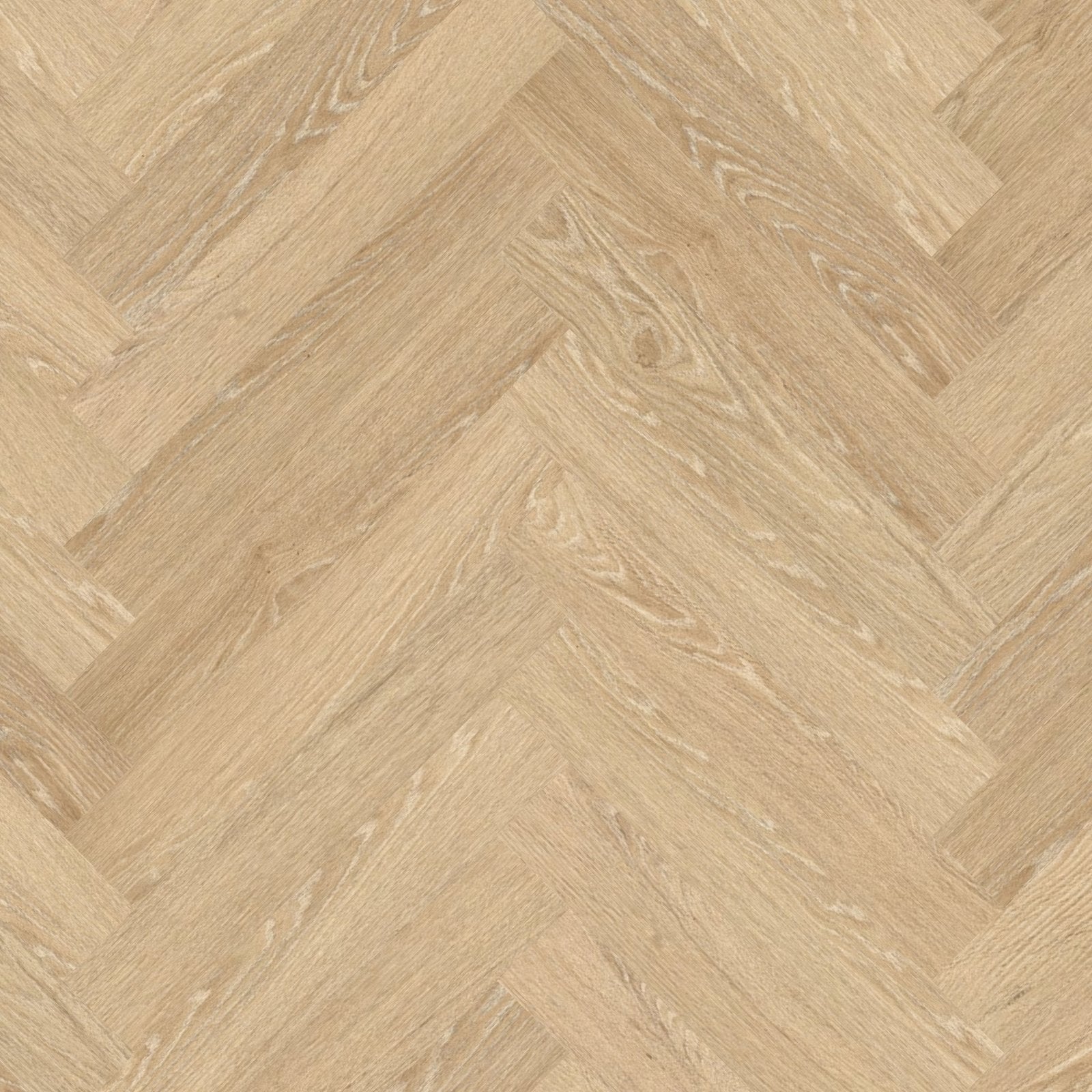 Light oak-colored hardwood flooring with a herringbone pattern in the Buri F306 Herringbone product line