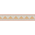 A decorative border tile strip from byron carnation pink dover white and old london featuring peach and beige triangles