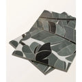Byzantine porcelain palmette sculpted mosaic tiles with dark gray and black leaf patterns and white outlines