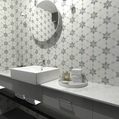 Carrara White - Platinum Grey Honed Starline