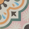 Cabana porcelain new orleans colorful patterned ceramic tile with vintage orange teal swirls and pink floral motifs