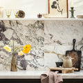 Calacatta Viola Honed Marble Tile, white and grey marble with violet veining