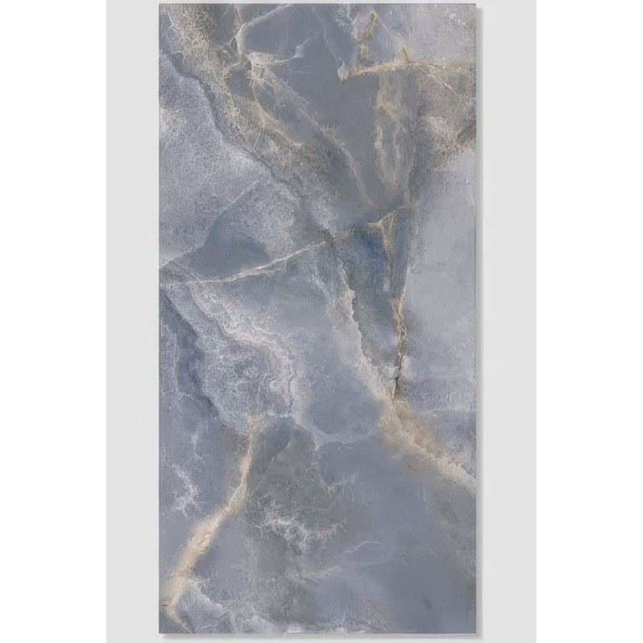 California Porcelain Ocean gray marble tile with subtle golden veining and smooth polished porcelain surface