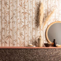 Beige ceramic canopy bamboo 60x30cm vase with matte finish and slender neck holding tall pampas grass