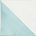 Capri Lagoon hand painted ceramic tile with a diagonal split in soft mint green and crisp white colors