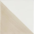 Beige canvas abstract painting with diagonal division and subtle brushstroke texture on capri oasis hand painted tile