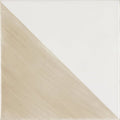 Beige and white abstract hand painted tile with diagonal division capri oasis decorative ceramic floor tile