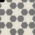 Geometric hexagonal tile pattern in carlisle revival grey and dover white with alternating gray and off-white shades