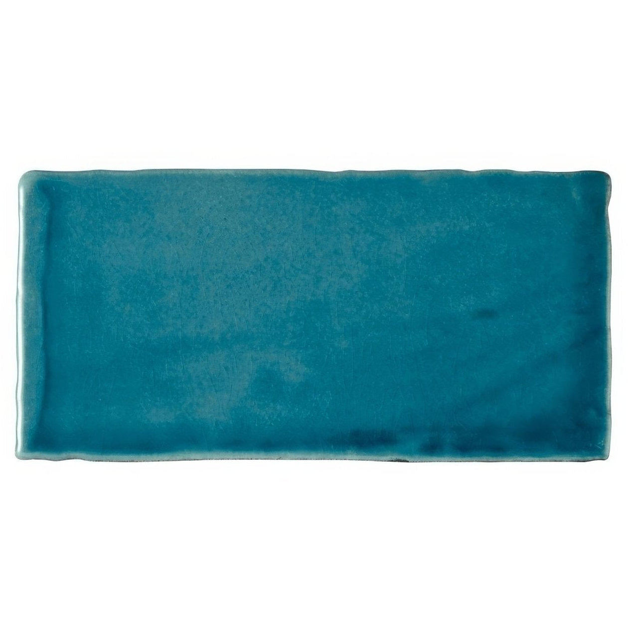 Carnival pancho blue glazed tile rectangular teal ceramic tile with matte textured finish and uneven edges