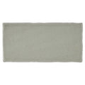 A rectangular matte-finished ceramic tile in soft sage green with subtly textured edges from carnival sella grey glazed tile