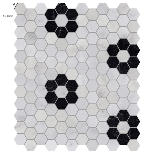 Carrara St Laurent Marble Flower Mosaic Tile - alternate view