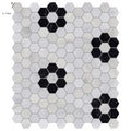 Carrara st laurent marble flower mosaic tile with black and white hexagonal marble pattern for walls and floors
