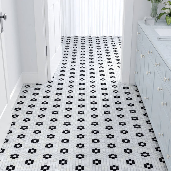 St Laurent Marble Flower Mosaic Tile
