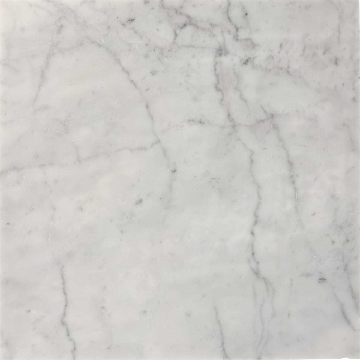 Carrara white marble slab 45.7 x 45.7cm with subtle gray veining for elegant surface applications