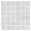 Carrara white marble 48mm mosaic tile with subtle gray veining in white marble for decorative surfaces