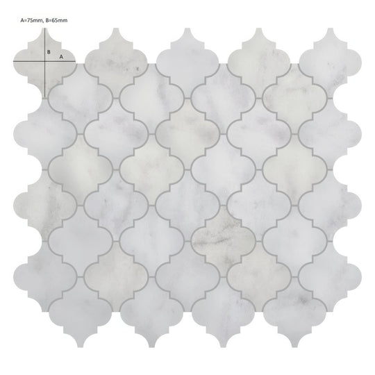 Carrara White Marble Arabesque Mosaic Tile - alternate view
