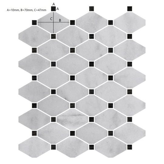 Carrara White Marble Diamond Mosaic Tile - alternate view