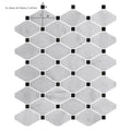 Carrara white marble diamond mosaic tile with gray hexagonal marble and black square accents for decorative use