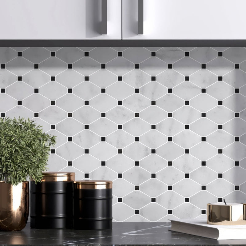 Carrara White Marble Diamond Mosaic Tile