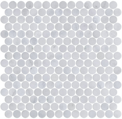Carrara White Marble Penny Mosaic Tile