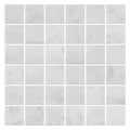 Carrara white marble polished 48mm mosaic tile with white marble and subtle gray veining for elegant surfaces