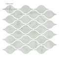 Carrara white marble teardrop mosaic tile with wavy elongated shapes and subtle gray veining for decorative use