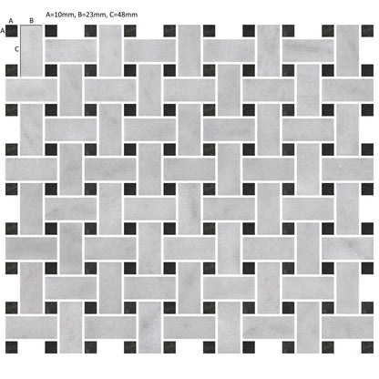 Carrara White St Laurent Basketweave Mosaic Tile