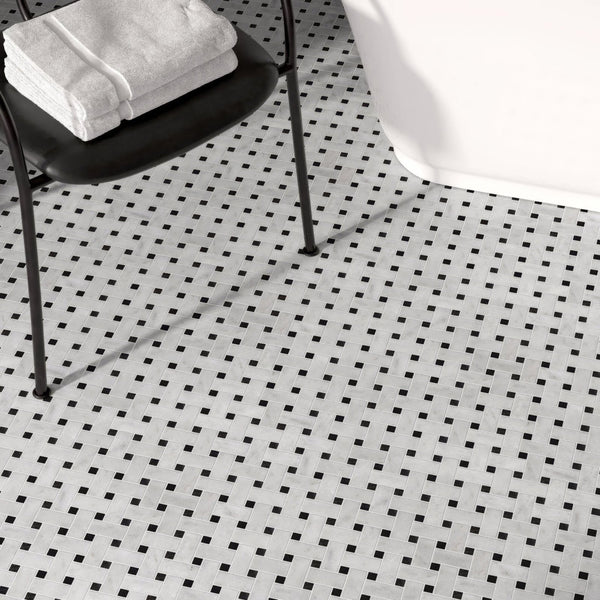 White St Laurent Basketweave Mosaic Tile