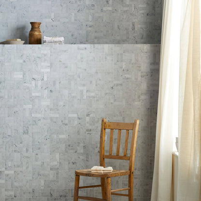 Carrara White Stacked Mosaic
