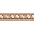 Carroll white red and old london tile border with terracotta cream geometric pattern and dark gray accent stripes