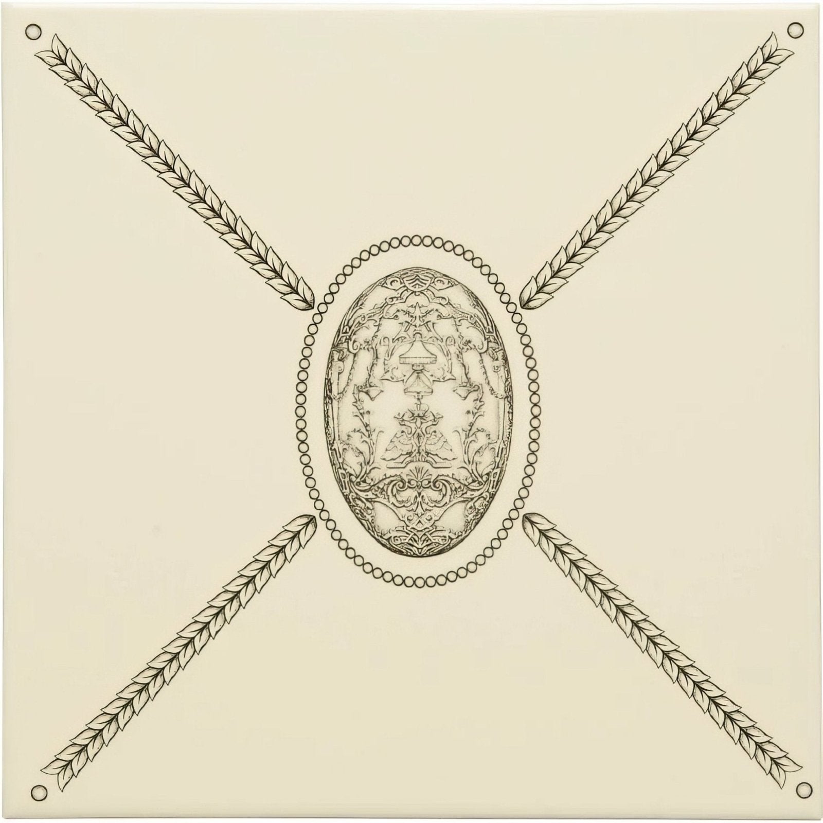 Cartouche with Egg Charcoal Grey on County White