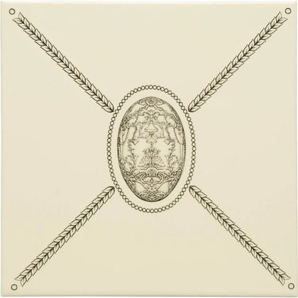 Cartouche with Egg Charcoal Grey on County White