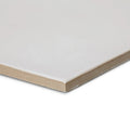 A sleek off-white ceramic casino jackpot plain white tile with a smooth glossy finish and beige substrate edge