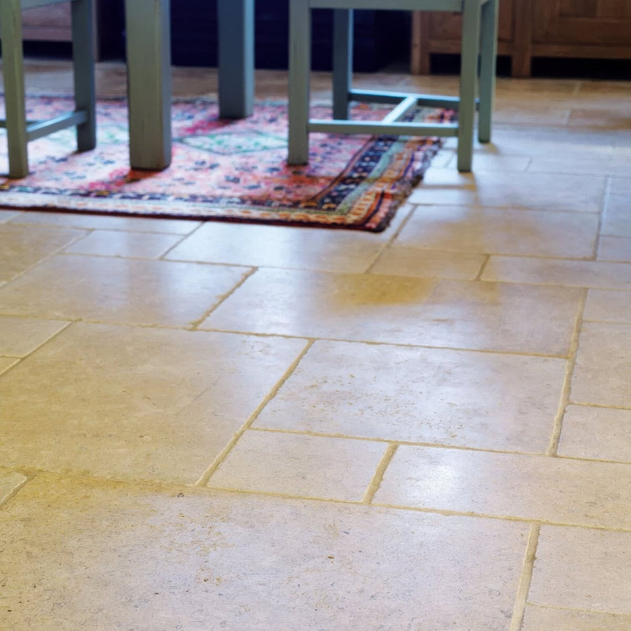 Beige stone tiles cathedral antique 40 x 60cm with a smooth polished finish ideal for flooring and walls