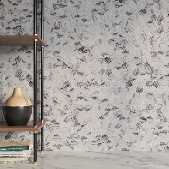 Calacatta Viola Polished Marble Hexagon Mosaic Wall & Floor Tile
