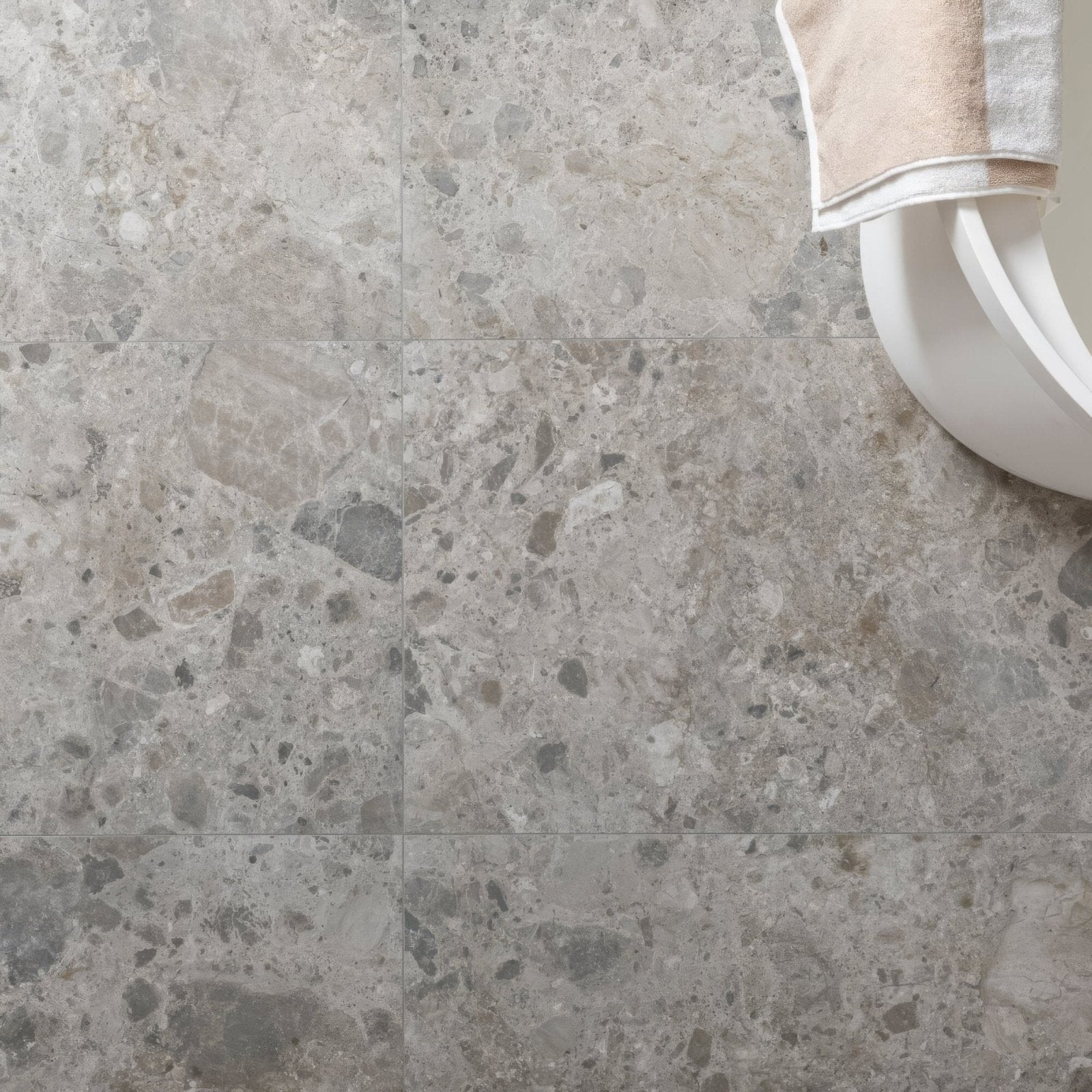 Ceppo gris 60 x 30cm gray terrazzo floor tiles with speckled stone-like texture for durable indoor flooring