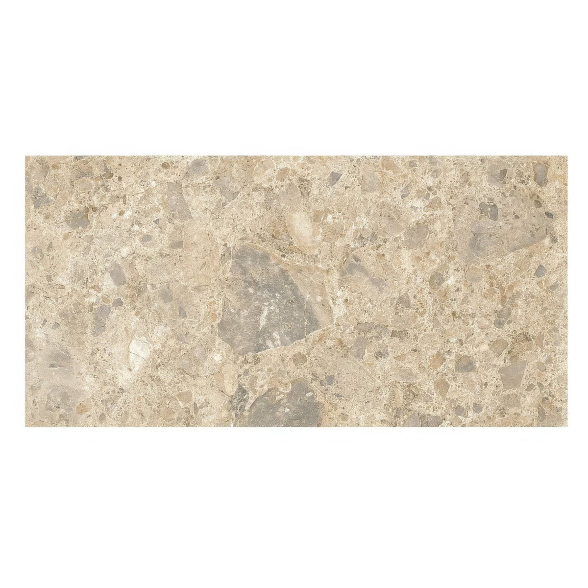 Beige and gray speckled ceppo mix stone tile with natural textured surface measuring 60 x 120cm