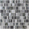 Gray and black textured glass mosaic tile with modern abstract design in ceres rectangle mix mosaic pattern