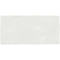 A sleek rectangular white ceramic chalk brick wall tile with a smooth glossy finish measuring 20x10cm