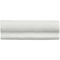 A sleek glossy white ceramic chalk torus moulding tile with subtle wavy texture along its rectangular edges
