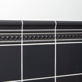 Charcoal Grey Omega Moulding bead detail in gloss ceramic, set between a cornice and charcoal field tiling